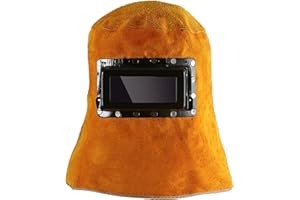 T TOVIA Leather Welding Protective Gear - Hoods with Auto Darkening Lenses & Drapes, Sleeves, Gloves, Spats for Heat & Flame Resistant Welding Protection