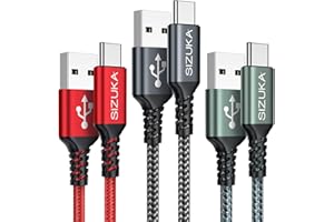 SIZUKA Cavo USB C [1M 3Pezzi] 3.1A Cavo USB Type-C Ricarica Rapida Nylon Cavo Tipo C per Samsung Galaxy S23 S22 S21 S20 S10 A71 A51 Huawei P50,Mate 40,MateBook,Xiaomi,OnePlus 9,Google Pixel 5,Realme
