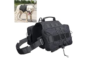 DHGTEP Mochila para Perros Táctica el Equipo de Senderismo Bolsa para Perros con 2 Amplios Bolsillos Laterales para Viajes Medianos y Grandes, Camping, Senderismo, Aventura (Color : Black)