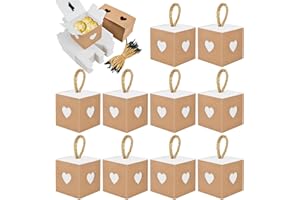 MINISOISO 50 sztuk Opakowanie Prezentowe Pudełko, Pudełko Ślubne, Pudełko Prezentowe Karton, Mini Serce Kraft Opakowanie Prezent Pudełko na Czekoladę, Urodziny, Walentynki, Brązowy