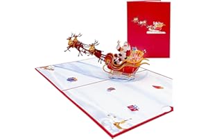 BULL TIGER PRESTIGE Pop Up Weihnachtskarten, 3D Weihnachtsgrußkarte mit Weihnachtsmann & Rentieren, Lustige Weihnachten Grußkarte, Geschenkkarte Geldgeschenk, Weihnachtsgeschenke für Kinder Männer Frauen