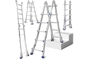 Daromigo Scala telescopica multifunzione, scala 3 in 1, in alluminio, 513 cm, 4 x 5 pioli, scaletta pieghevole, portata massima 150 kg, scala a scorrimento