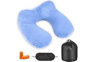 UYDF Cuscino per il collo da viaggio, cuscino per aereo, cuscino da viaggio, per treno e aereo,Blu Cielo