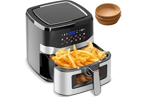 GIDGIMO Friggitrice ad Aria Calda 8,5litri 1785W, Air Fryer 8 Programmi di Cottura, Capacità fino a 6-8 Persone, Schermo tattile digitale, Friggitrice con carta forno e Finestra Visibile, Meno Olio - G8 Pro