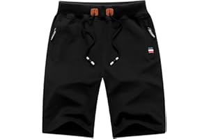 MO GOOD Mens Casual Shorts Workout Running Comfy Shorts Big and Tall Zip Pockets