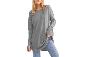 EBIFIN Womens Casual Long Sleeve T Shirts Crewneck Loose Fit Tunic Tops Sweatshirts with Thumb Holes.