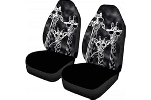 Dolyues Funny Giraffe Design Car Seat Covers Decor Front Seats Only Full Set of 2pc Soft Easy to Clean for Cars, SUV, All Season Universal Seat Cover Accessories for Women Men Black