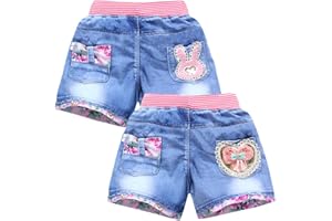 Amur Leopard Kinder Shorts Mädchen Denim Shorts 2er-Pack Sommer Jeans-Shorts Mädchen Casual Jeans Kurzen Hosen