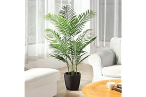 Fopamtri Artificial Areca Palm Plant 140cm Fake Palm 15 Plantas Decorativas Modernas para Interiores y Exteriores en macetas Oficina en casa Regalo de inauguración de la casa