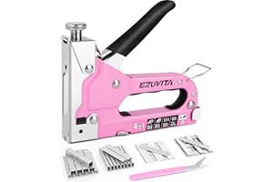 EZUVITA 4-in-1 Staple Gun, Pink Heavy Duty Staple Gun with 4000pcs Staples and Staple Remover, Upholstery Stapler for Wood, Carpet, Fabric, Decoration, DIY, Classroom