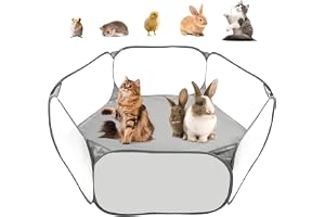 Lekhage för små djur, lekhage, bärbar andningsaktiv och transparent träningsstaket, vikbar bur tält smådjursbur för marsvin, guinea-pig, hamster, chinchillor, valp