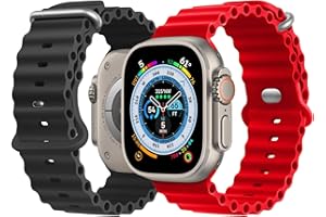 NUKELOLO Ocean Pasek kompatybilny z Apple Watch Ultra 49 mm, 45 mm, 44 mm, 42 mm, 41 mm, 40 mm, 38 mm, miękki silikon, sportowy pasek do iWatch Series Ultra 8, 7, 6, 5, 4 SE, 2 sztuki