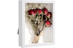 XTDMJ 3D Picture Frame, 15 x 20 cm, Deep Wooden Object Frame for 3D Filling, Picture Frame, Deep Box with Acrylic Panel for Wall Hanging or Desktop, Family Memory Gifts (White Wood Grain)