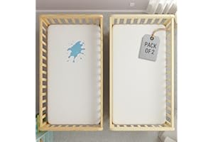 Lakhmaali 2 Pack Next to Me Crib Mattress Protector – 50x85cm Waterproof Terry Cotton – Soft, Breathable, Noiseless – 360° Elastic Fit for Newborn & Infant Cribs (50X85x2pack)