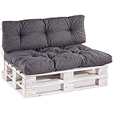 Palettenkissen Palettenauflagen Sitzkissen Rückenlehne Gesteppt PPI (Set (Sitzkissen 120x80 +Rückenlehne 120x40), Anthrazit)