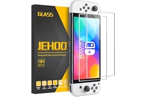 JEHOO Tempered Glass Screen Protector for Nintendo Switch OLED, Screen Protector for Switch OLED Model, 9H Hardness, Screen Protector Tempered Glass Film, 0.33 mm Ultra Clear, Pack of 2