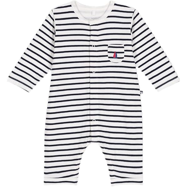 Tuta Lunga Petit Bateau Bimbi - Maglia Elasticizzata A Maniche Lunghe Con Cappuccio