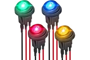 EEEKit 4 Stück Wasserdichter Runde Kippschalter, 12V 20A SPST 3Pin Wippschalter LED Ein/Aus Schalter mit 20CM Vorverdrahtet für Boot Auto