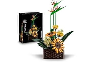 SDXFUWA 10024 Plantes Oiseaux de Paradis, avec Fleurs Artificielles de Tournesol, Blocs de Décoration pour la Maison avec Plantes Artificielles (1,608 pièces)
