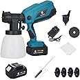 GearZone Cordless Paint Sprayer with 2 Batteries 2 * 21V 4.0Ah Cordless Spray Paint Machine 5 Nozzles 3 Patterns 1000ml Battery Powered Paint Sprayer High Pressure Electric for Home Furniture (Blue)