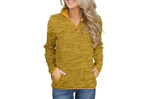 Magritta Women Jumpers Sweatshirt Long Sleeve Tops with Two Pockets Stand Collar 1/4 Zipper Jacket Sweatshirt