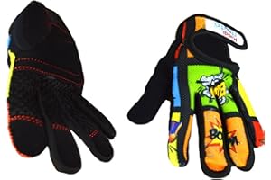 Kiddimoto Anti Slip Kids Bike Gloves For Kids Boys & Girls Best Toddler Bike Gloves Ages 2-10 Full Finger Cycling Gloves For Youth Sports Like Mtb, Bmx Dirt Biking, Mountain Bike Riding, Skates
