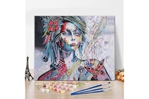 TISHIRON DIY Watercolor Girl Paint by Numbers, Abstract Art Butterfly Painting Paint by Numbers for Kids Oil Painting, Girl Paint by Numbers for Adults Acrylic Pigment Crafts for Home 16"x20" Frameless