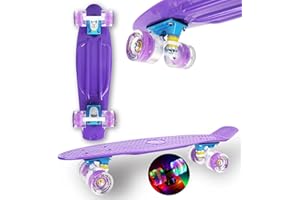 WeLLIFE RGX - Monopatín Mini Cruiser completo Skate Board para niños jóvenes adultos principiantes 22" Ruedas de PU Tabla reforzada Rodamiento ABEC-7RS…