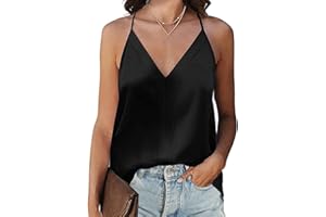 Koerye Donna in Raso con Scollo a V Seta Canotta Senza Maniche Capo Spalline Sottili Estivo Casual Canotta Maglietta Tops