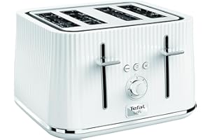 Tefal Loft 4-Slot Toaster, 7 Browning Levels, Defrost, Stop + Reheat Functions, Removable Crumb Tray, High-lift + Self-Centring Racks, 1700W, TT760140, Classic Design in White