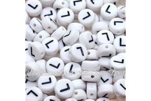 Little Snow Direct 100pcs 7mm Acrylic Letter Coin Beads A - Z Disc Alphabet Beads - L, White