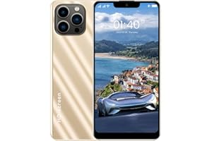IP13 Pro Max Smartphone, Unlocked Mobile Phone with Face Detection, 6.1 Inch FHD Screen, 3 GB RAM, 32 GB ROM, 2800 mAh Battery, Dual SIM Prepaid Smartphone, Unlocked GSM Smartphone for (Gold)