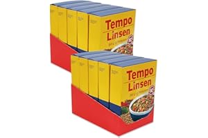 ACO GMBH & CO.KG 10er SparpackTempo Linsen, (10 x 225 g) für je 4-5 Portionen, schnell und einfach zuzubereiten Linsengericht Linseneintopf
