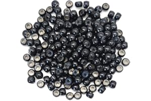 Mebamce 200pcs Silicone Lined Nano Rings Beads Links for Nano Tip Hair Extensions Nano Beads 3.0mm(OD) 1.0mm(ID) 2.0mm(L) 5 Color Optional - Black