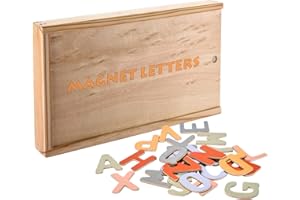 CHILDLIKE BEHAVIOR Fridge Alphabet Magnets for Toddlers - Letter Magnet for Kids - Large Magnetic ABC Toddler Toys to Stick on Refrigerator and Other Metallic Surface - Big and Colorful Letter Wood Magnets for Baby