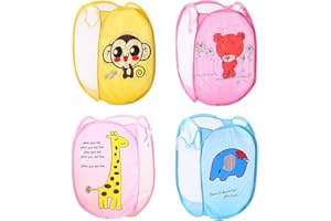 Smavles Cesta Lavandería Plegable 4 Piezas Cesta Malla Cesto Ropa Pop Up Sucia Cesta de Lavado Cesta Almacenaje para Juguete Ropa