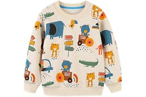 Koonde Boys Dinosaur Jumper Cotton Top Truck Sweatshirt Long Sleeve Tee for Kids Toddler Clothes 1.5-7 years