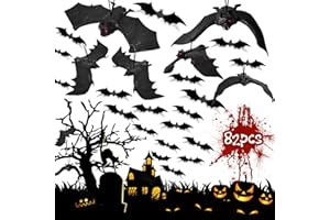 Dbuwqips 82 Stück Fledermaus Deko Fledermäuse Fledermaus Halloween Deko Halloween Decor Geeignet für Halloween-Dekorationen Spukhauspartys Schulkarneval tür- und Fensterdekorationen