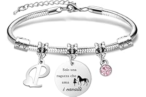 COEROW 26 Lettere Iniziali Braccialetti Di Cavallo"Solo Una Ragazza Che Ama i Cavallo"Braccialetto Di Cavallo Per Le Donne Ragazze