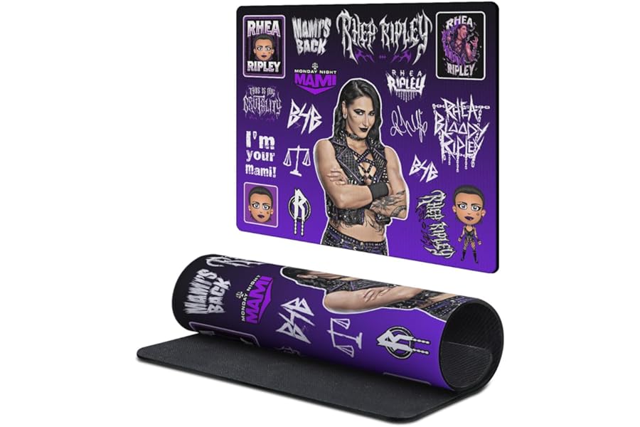 Head Case Designs Officially Licensed WWE Sticker Collage Rhea Ripley 9.84 x 11.81 x 0.12 inches (250 x 300 mm) - S Gaming Office Desk PC Keyboard Mouse Mat Pad