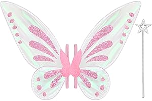 SILOM Fairy Wings for Adult Women, Butterfly Wings for Girls Halloween Christmas Costume Sparkle Angel Wings Dress Up Party Favor Birthday Gift (Pink)