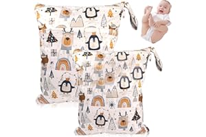 EclipseGuard Windeltasche, 2 Stück Wetbag Kindergarten Nasstasche Windeltaschen, Wet Dry Bags, Wasserdicht Waschbar Nassbeutel Organiser für Kleinkind Windeln Reisen Gym Strand Pool