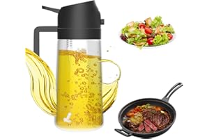 MFLABEL Pulverizador de Aceite, 2 en 1 Dispensador de Aceite, 470ml Botella de Vidrio, Pulverizador Aceite Multifuncional, para Freidora de Aire, Cocina, Cocinar