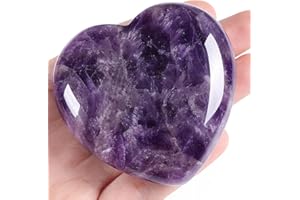 ‎AWARDSEN AWARDSEN 60 mm Amethyst Groß Herz Kristalle Edelsteine Geschenke für frauen, Violett Reiki Heilsteine Handschmeichler Stein für Valentinstag, Geburtstage, Jahrestag, Muttertag und Thanksgiving Tag