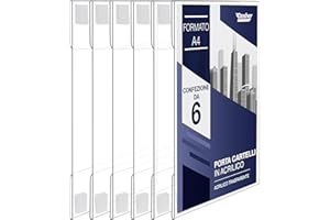 DASHER PRODUCTS Cornice per Foto in Acrilico con Nastro a Strappo, Formato A4 Verticale o Orizzontale, Cornice Trasparente per Montaggio a Parete, Bacheca in Plastica per Casa, Ufficio, Ristorante (A4-6 Pezzi)