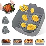 Teglie Friggitrice ad Aria Quadrata, Reusable Cestino Silicone, Riutilizzabili Forno 20.5*20.5*7CM