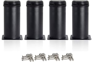 Drenky 4 Pcs Black Adjustable Legs 120mm Height Cabinet Legs Table Legs Furniture Legs, Stainless Steel Adjustable Height 0-15mm Come with Stainless Steel Screws