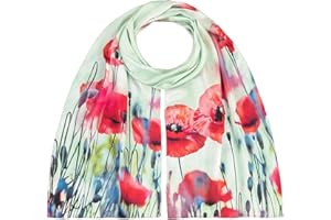 VON LILIENFELD apaszka damska 100% jedwab maki kwiaty kwiaty motyw apaszka jedwabna apaszka jedwabna apaszka 172 x 42 cm