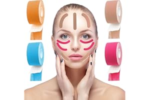 EUDUQ Face Lifting Tape,4 Pezzi Nastro Lifting Facciale, Cerotti Antirughe per il Viso,4 colori di Patch Antirughe,Anti Wrinkle Patches,Tape Kinesiologico Professionale (2.5 * 500CM)