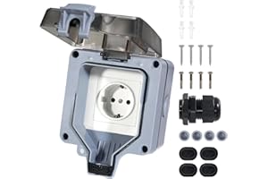 ELALOVE Aussensteckdose Wasserdicht IP66 Aufputz 16A Feuchtraum Steckdose Außen mit Klappdeckel Outdoor Stromverteiler Gartensteckdose Aufputzsteckdose Wandmontage Elektroinstallation